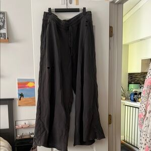 Aerie Dark grey distressed french terry wide leg Pants